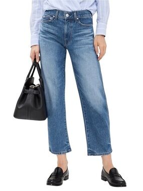 AYR The Knockout Barrel Jeans 34 Cropped Wide Leg Stretch Curved Denim